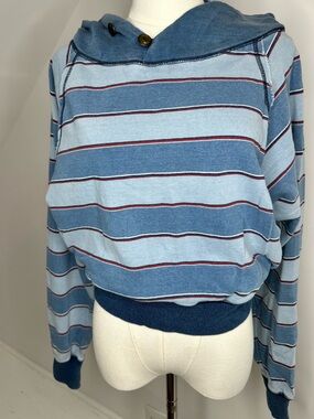 FREE PEOPLE Striped Button Neck Hoodie w/ pockets, women’s size XS